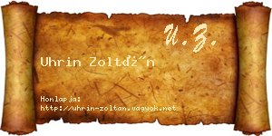 Uhrin Zoltán névjegykártya